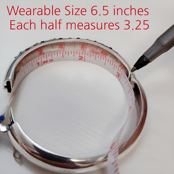 1930's Art Deco Sterling Silver Red Paste Rhinestone Marcasite Hinged Bracelet - Picture 6 of 16